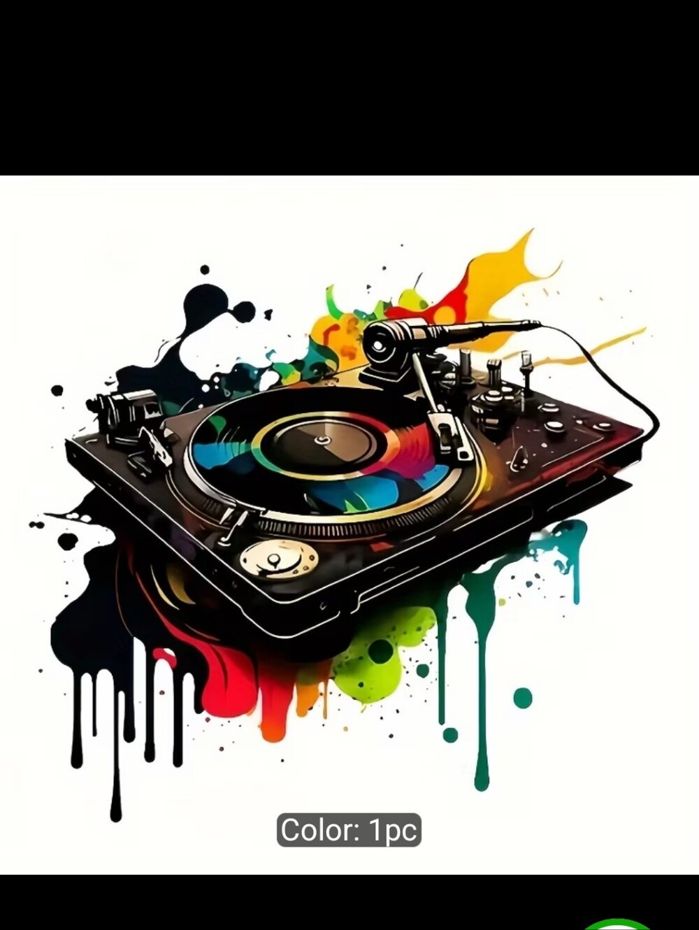 Colorful Turntable Abstract Music Print Iron-on Decal